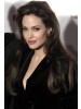 Angelina Jolie Long Lace Front Black Wavy Remy Human Hair Wig