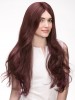 Sleek Brown Wavy Remy Human Hair Long Lace Front Wig